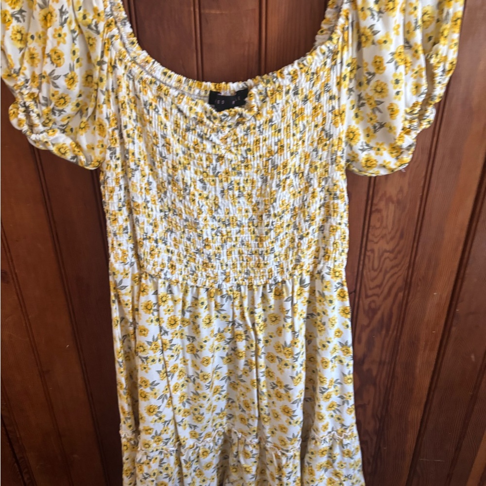 Floral Yellow and White Dress